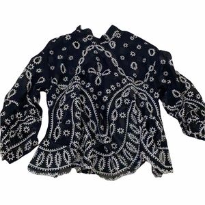 Cut-Out Detail Tie Back Blouse Navy